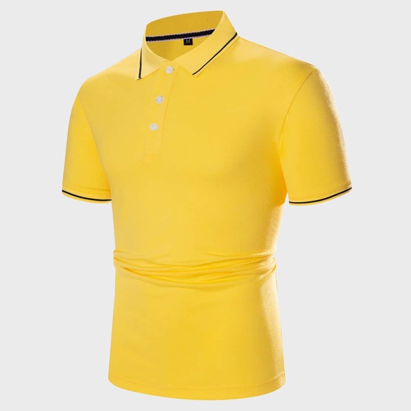 

Men Contrast Trim Polo Shirt, Yellow