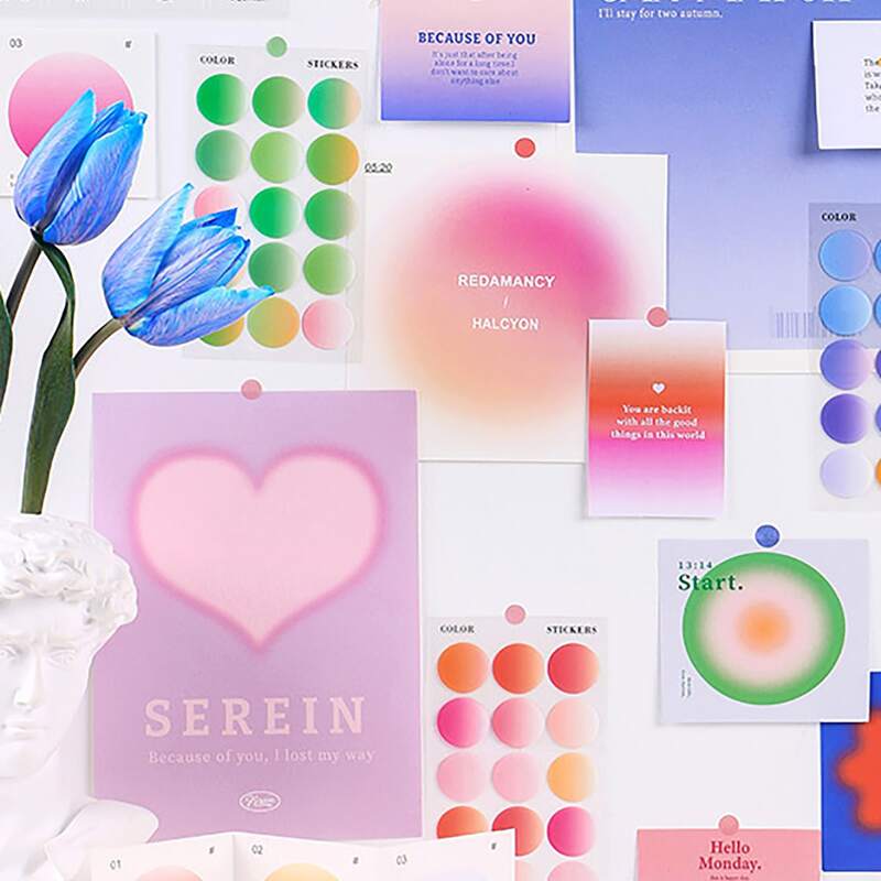 

15pcs Gradient Color Random Material Paper & Sticker Set, Multicolor