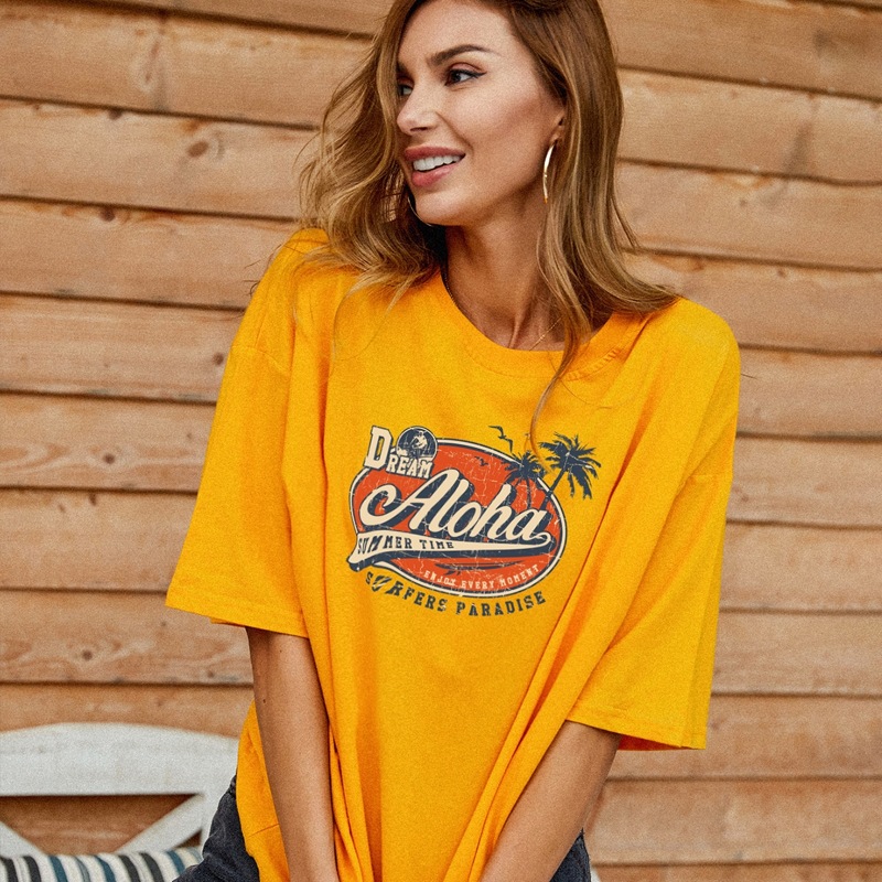 

Slogan Graphic Drop Shoulder Oversized Tee, Yellow