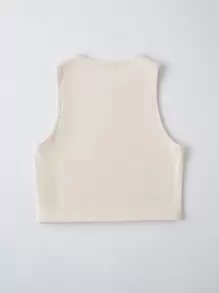 SHEIN Unity Áo hai dây màu trơn Giải trí - Màu be - Xem 2