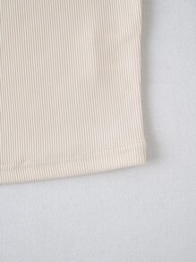 SHEIN Unity Áo hai dây màu trơn Giải trí - Màu be - Xem 4