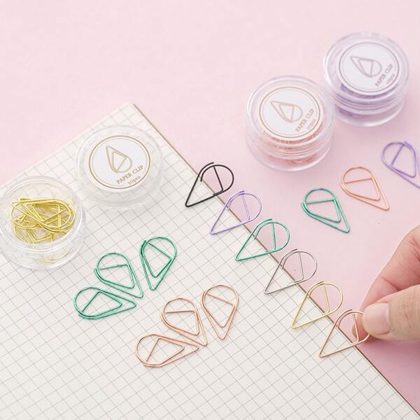 

10pcs Waterdrop Shaped Random Color Paper Clip, Multicolor