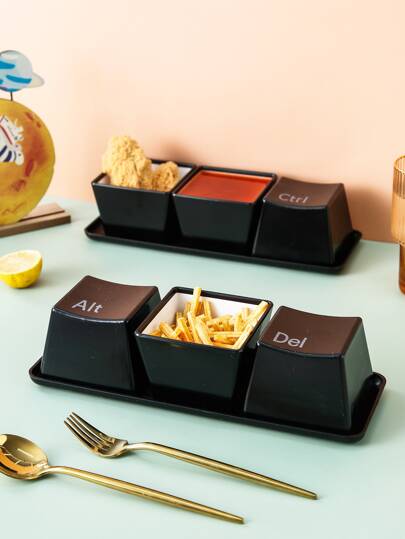 3pcs Keyboard Sauce Dish & 1pc Tray - Astonishing plates for your dining-room