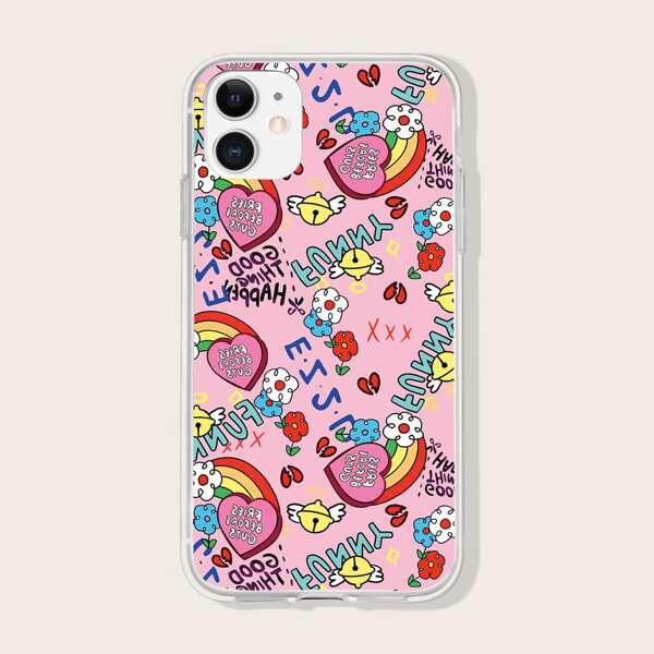 

Cartoon Graphic Phone Case, Pink
