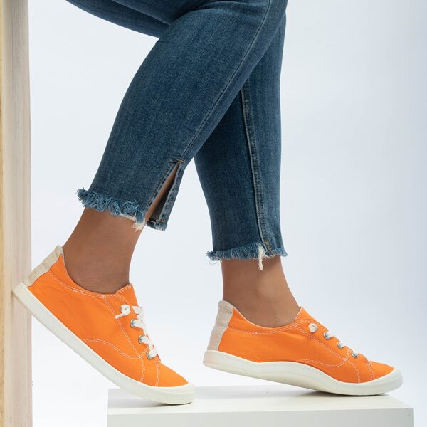 

Lace-up Front Canvas Shoes, Orange