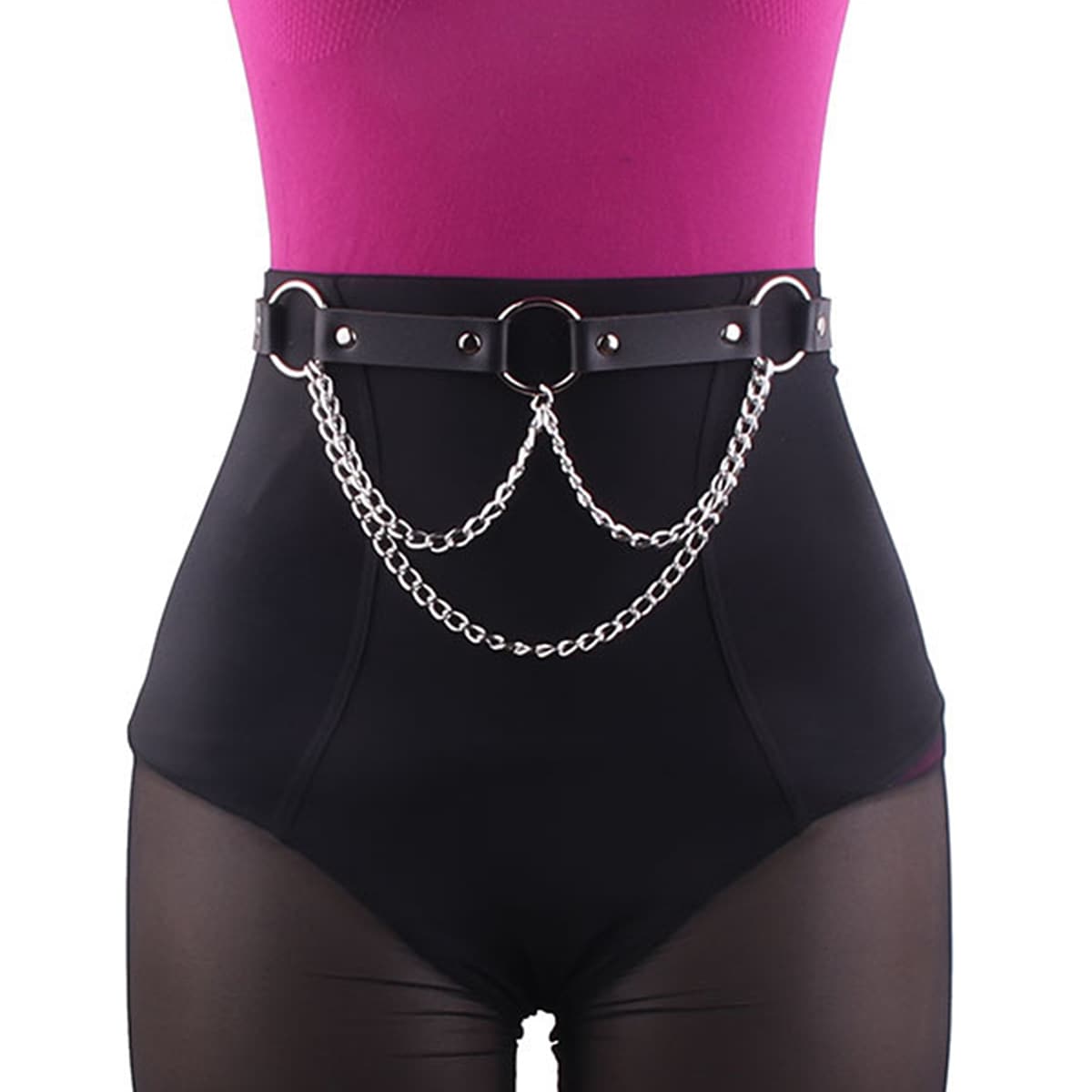 

Ring & Chain Decor Belt, Black