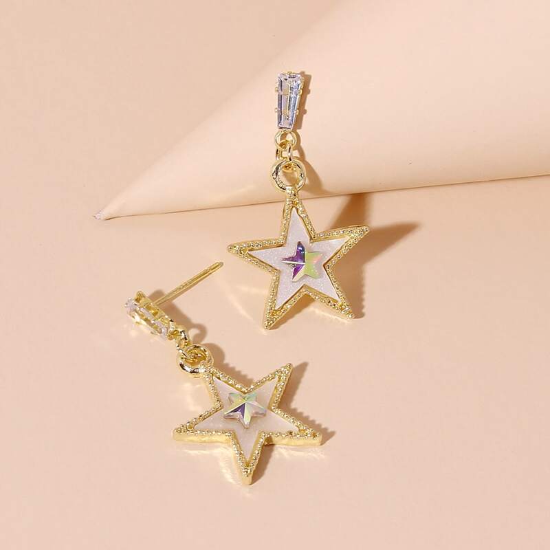 

Star Charm Drop Earrings, Gold