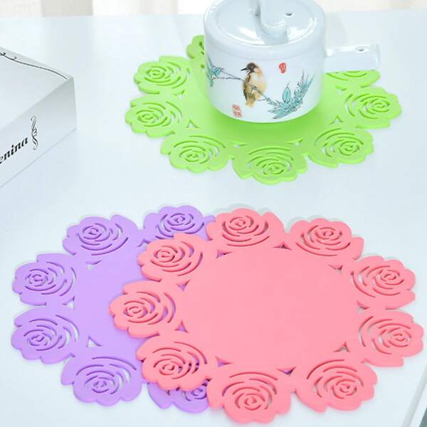 

3pcs Rose Design Random Coaster, Multicolor