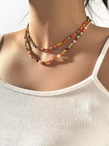 1pc Beaded Necklace - Multicolor - View 1