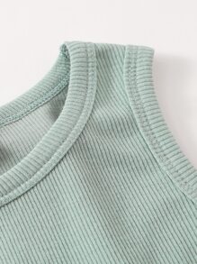 SHEIN Paquete de 2 blusas de punto acanalado para niñas preadolescentes - Multicolor - Ver 4