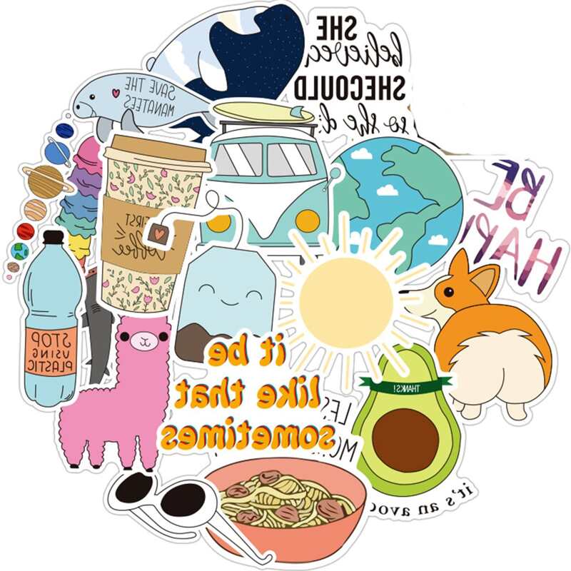 

25pcs Cartoon Graphic Sticker, Multicolor