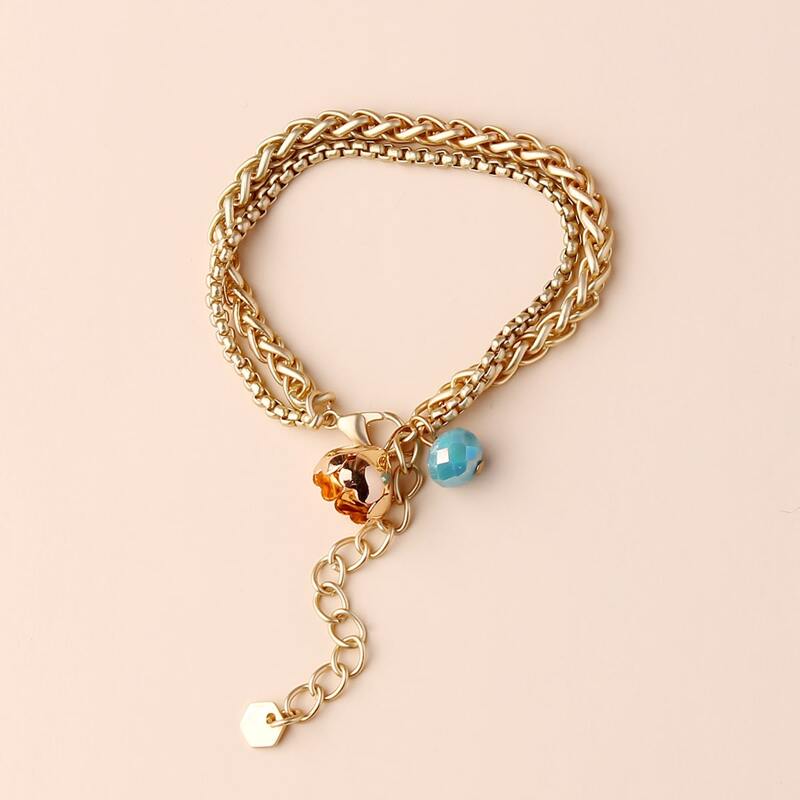 

Crystal Decor Layered Bracelet, Gold