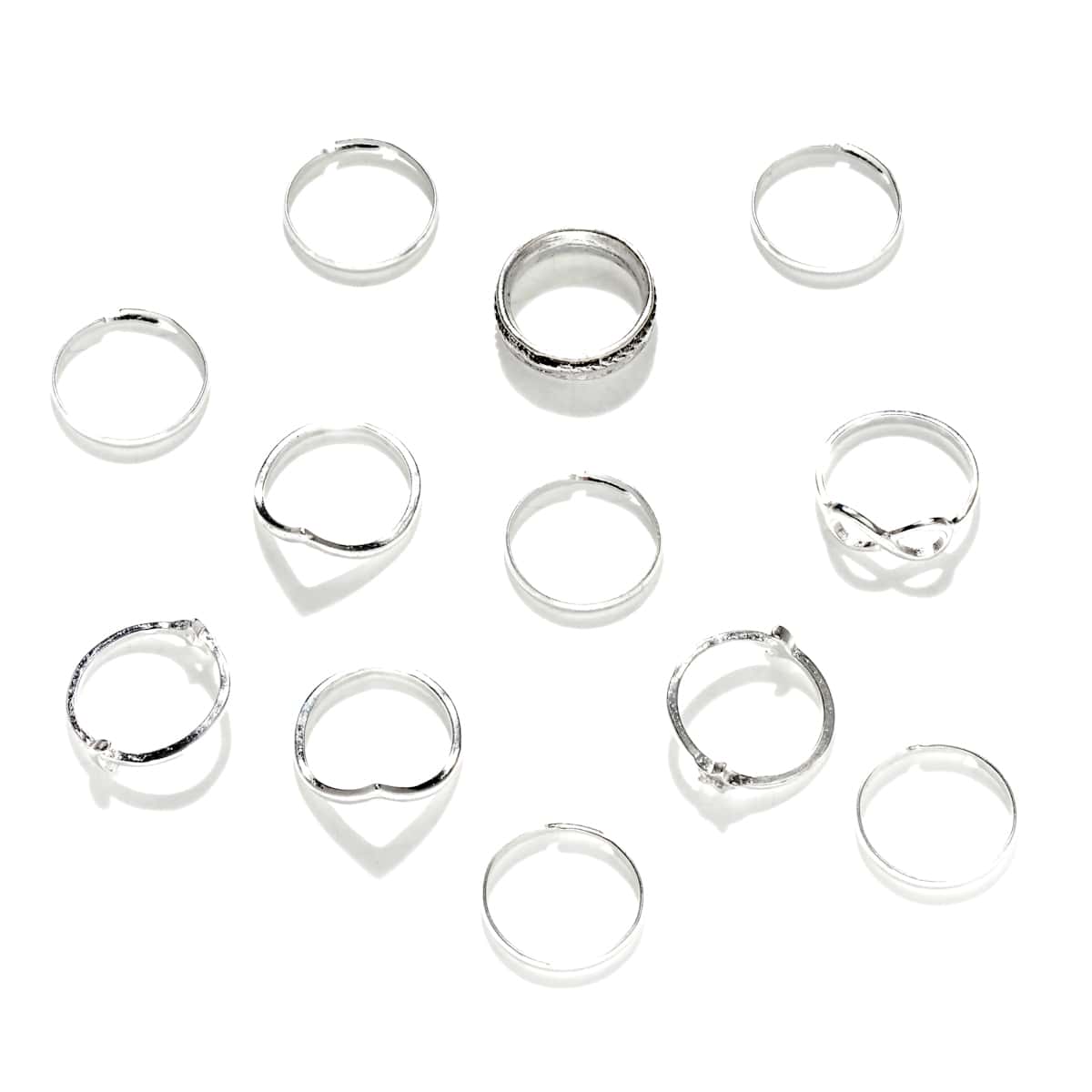 

12pcs Simple Ring, Antique silver