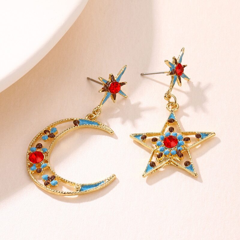 

Moon & Star Charm Drop Earrings, Multicolor