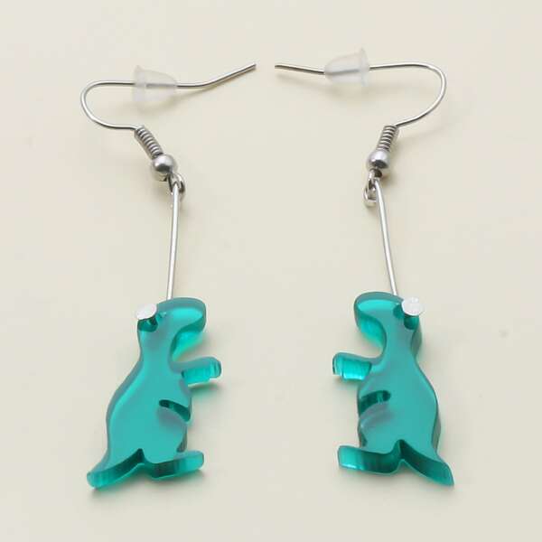 

Cartoon Animal Design Drop Earrings, Green