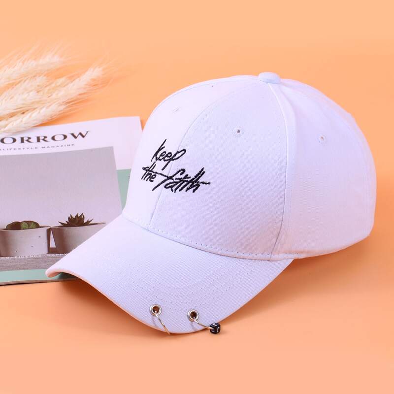 

Guys Slogan Embroidery Baseball Cap, White
