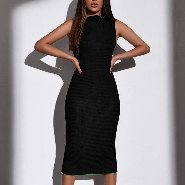 

Lettuce Trim Bodycon Dress, Black