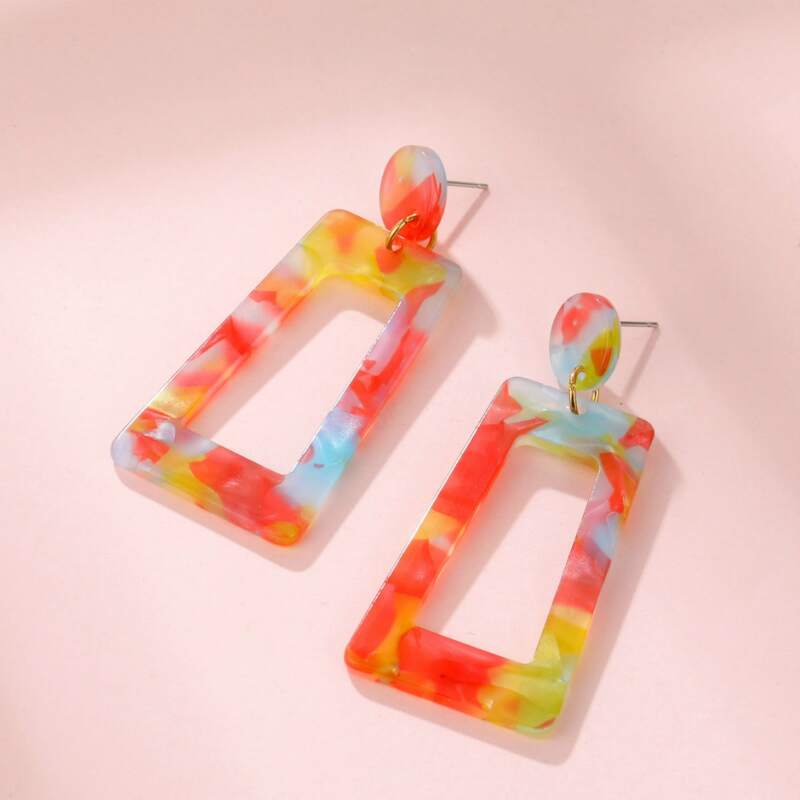 

Geometric Drop Earrings, Multicolor