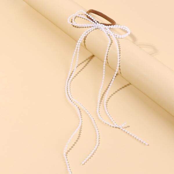 

Faux Pearl Decor Hair Tie, White