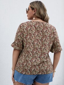 Áo sơ mi Plus Size Xù Họa tiết hoa Boho - Nhiều màu - Xem 2