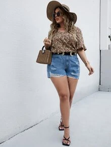 Áo sơ mi Plus Size Xù Họa tiết hoa Boho - Nhiều màu - Xem 4