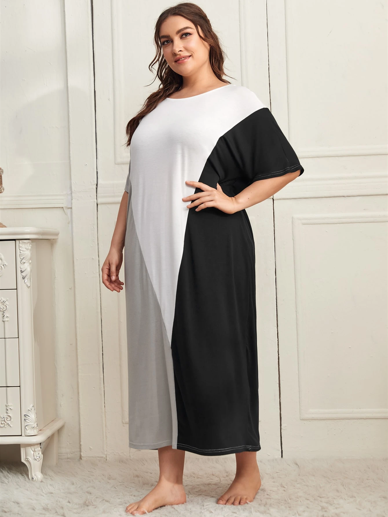 Plus Cut And Sew Panel Night Dress Shein Eur