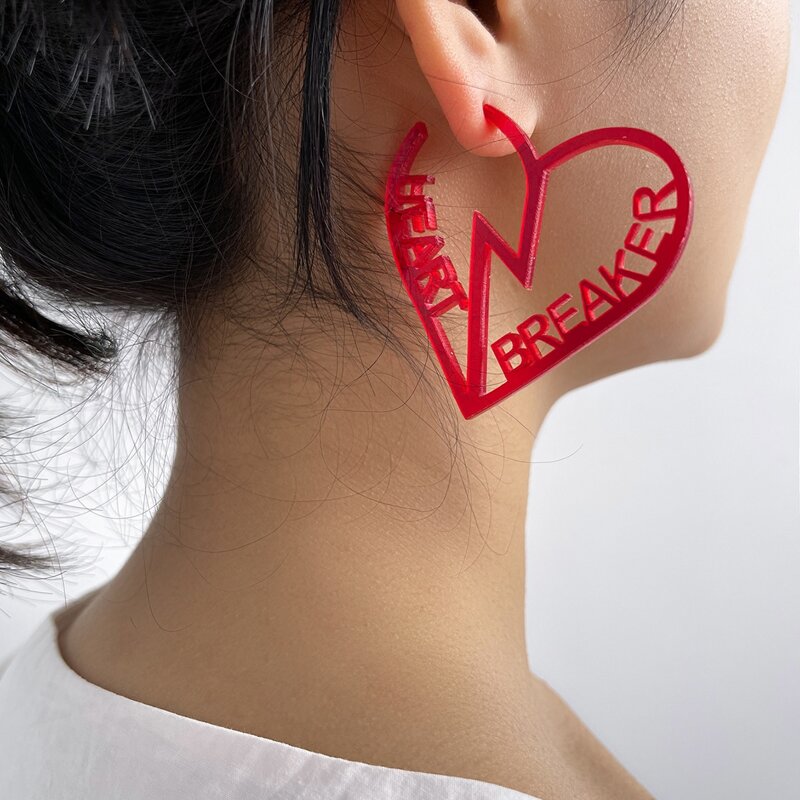 

Heart Design Hoop Earrings, Red