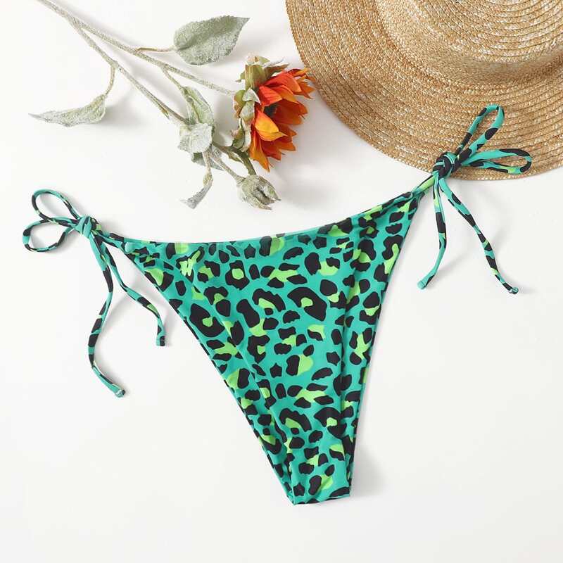 

Leopard Tie Side Bikini Bottom, Green