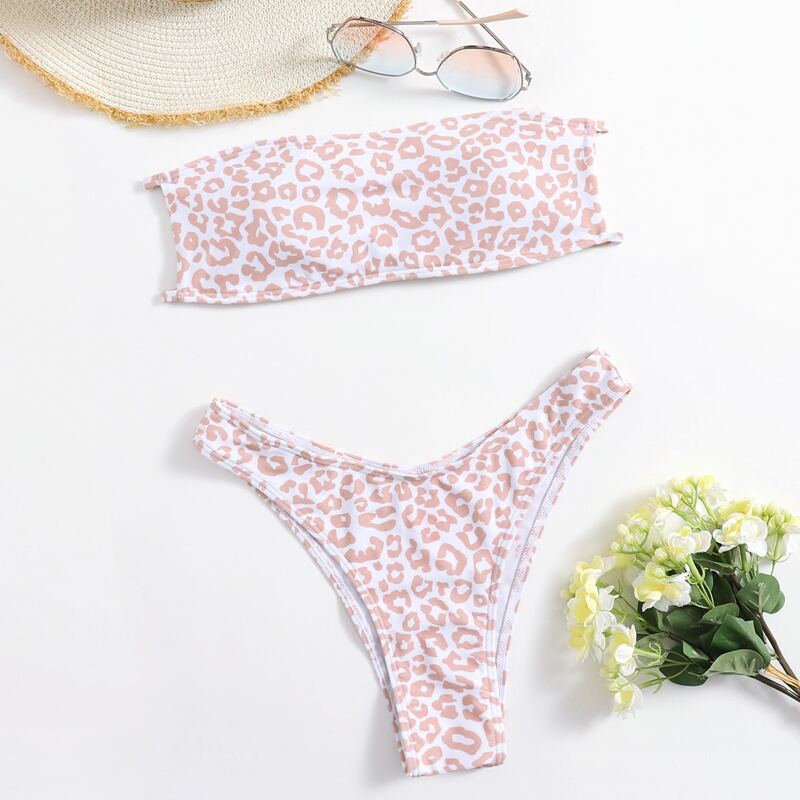 

Leopard Tie Back Bikini Swimsuit, Multicolor