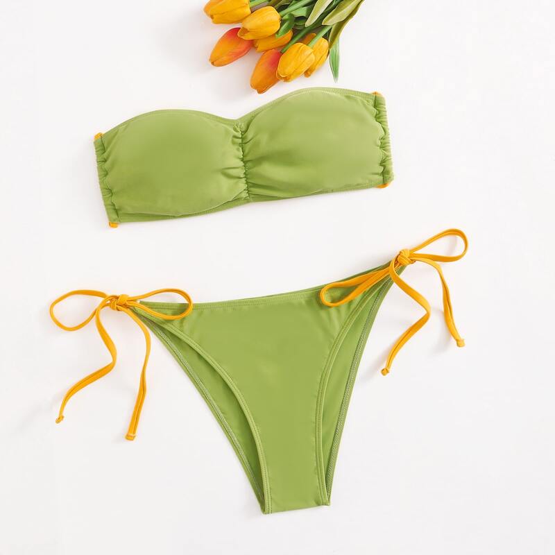 

Bandeau Tie Side Bikini Swimsuit, Green