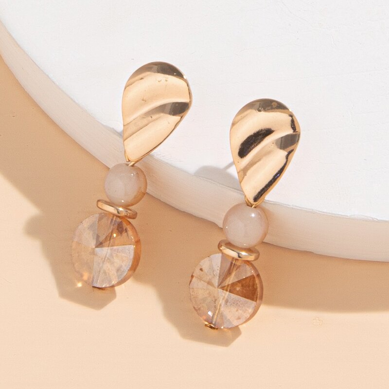 

Round Crystal Decor Drop Earrings, Champagne