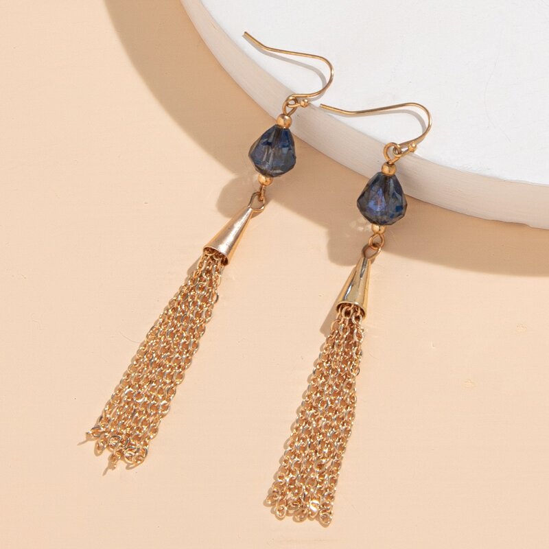 

Metal Tassel Charm Drop Earrings, Multicolor