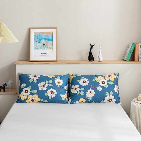 

1pair Flower Print Pillowcase Without Filler, Multicolor