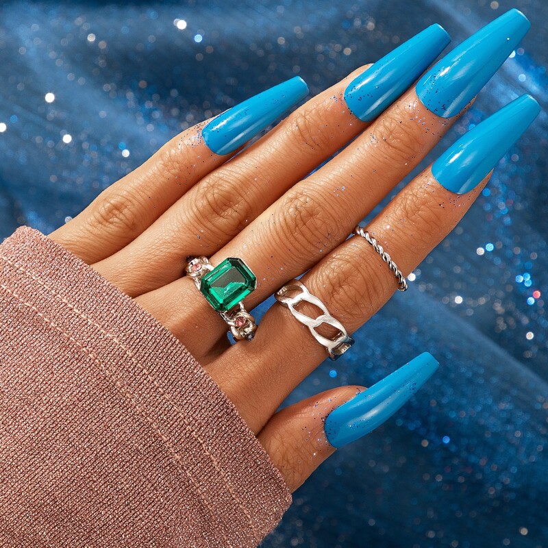 

3pcs Crystal Decor Ring, Silver