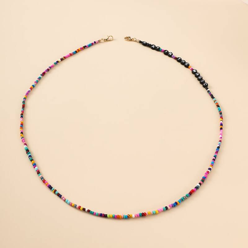 

Letter Decor Beaded Necklace, Multicolor