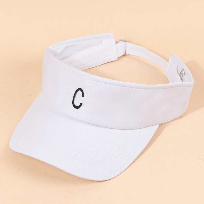 

Letter Embroidery Visor Hat, White