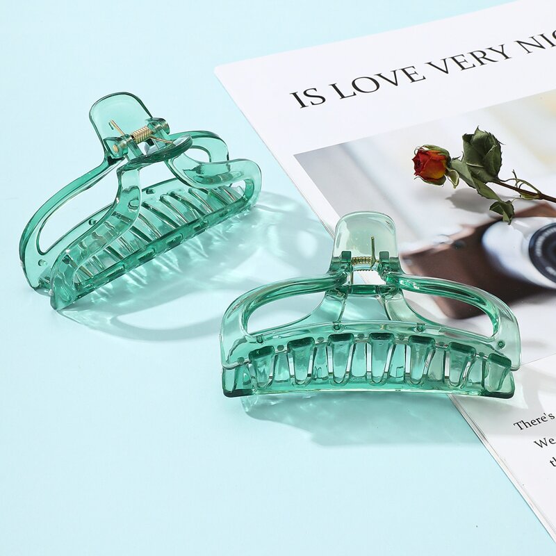

1pc Clear Hair Claw, Green