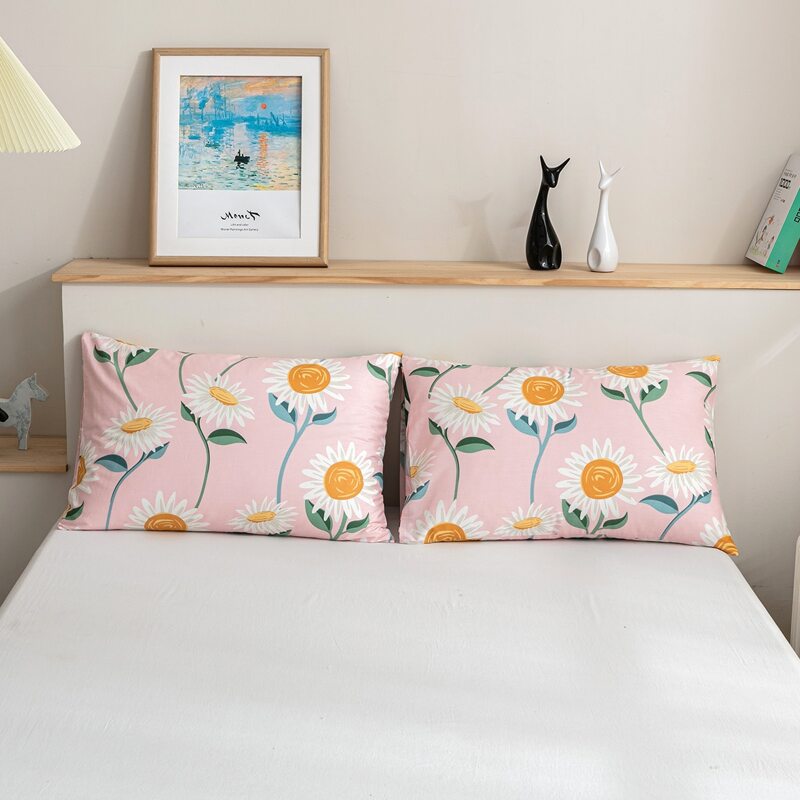 

1pair Flower Print Pillowcase Without Filler, Pink