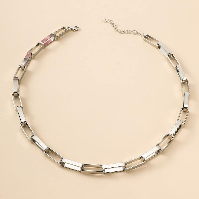 

Geometric Link Necklace, Silver