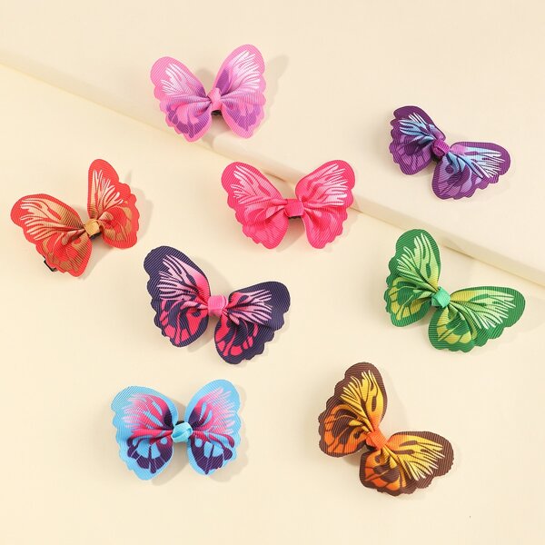 

8pcs Toddler Girls Butterfly Decor Hair Clip, Multicolor