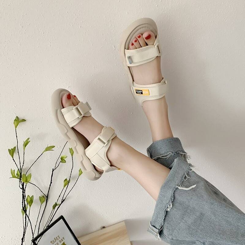 

Velcro Strap Sport Sandals, Beige