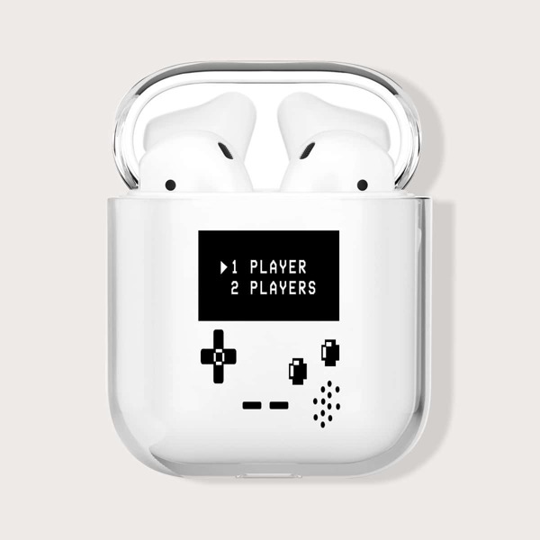 

Прозрачный чехол для Airpods с узором "игровая консоль
