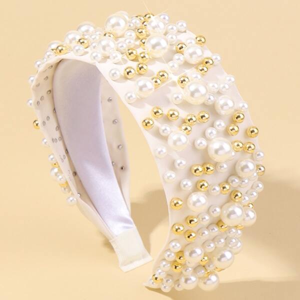 

Faux Pearl Decor Headband, Beige