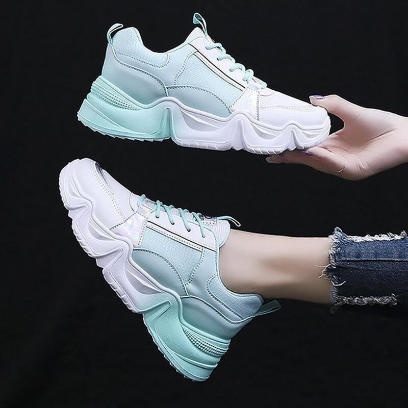 

Colorblock Lace-up Mesh Chunky Sneakers, Blue