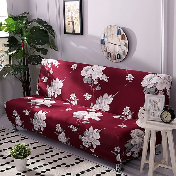 

Flower Print Stretchy Sofa Cover, Red