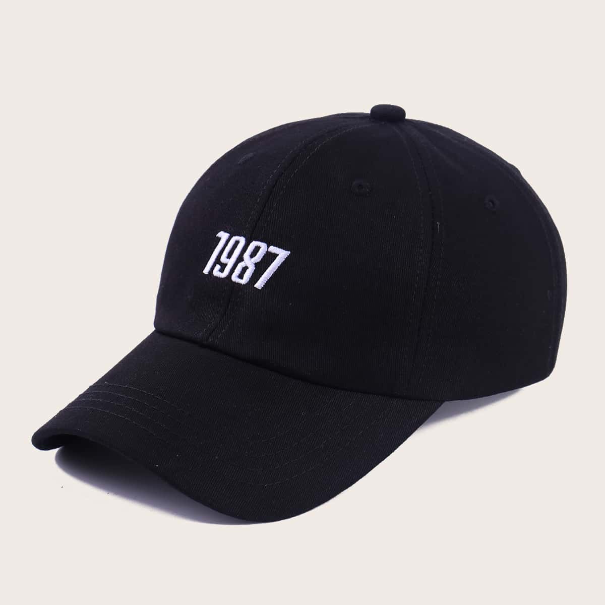 

Letter Embroidery Baseball Cap, Black