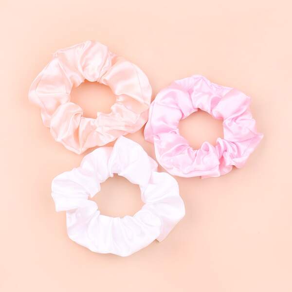 

3pcs Girls Solid Scrunchies, Multicolor