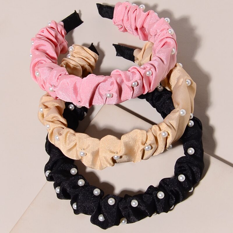 

3pcs Faux Pearl Decor Headband, Multicolor