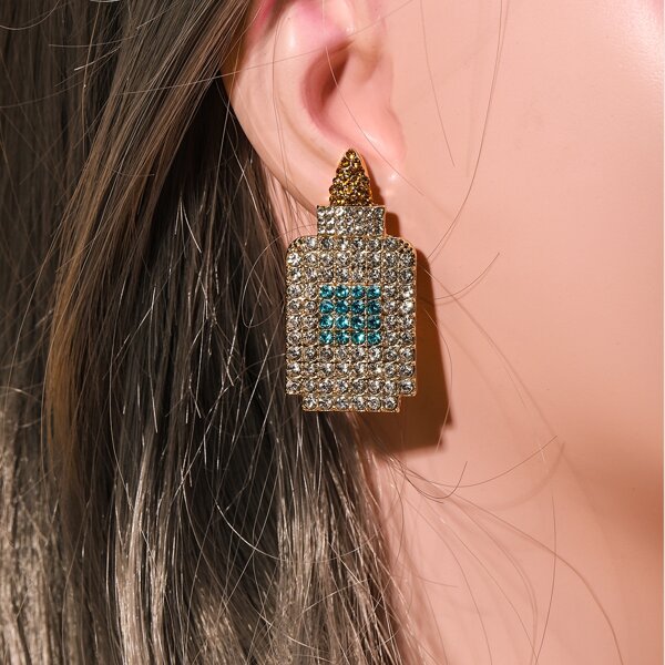 

Rhinestone Decor Geo Earrings, Multicolor