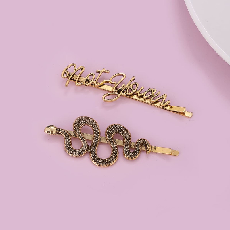 

2pcs Snake & Letter Bobby Pin, Bronze